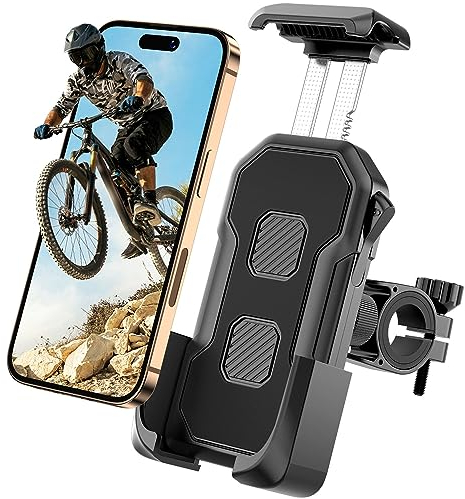 Septeamay 2024 Universal Handyhalterung Fahrrad, 360° Handyhalterung Motorrad, [1s Taste-Sperre][Anti-Shake] Handyhalter Fahrrad Lenker für iPhone 15 14 13 12, Samsung S24, Alle 4,5‘’-7 Smartphone