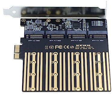 Chenyang M.2 SSD to PCI-E X1 Adapter - 4 SATA NGFF SSD Expansion Card with 12cm PCI-E Bracket