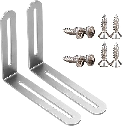 2 Stück Edelstahl Winkel Klammern,90 Grad Recht Winklige Halterung Winkel Mit Langloch L-Form Rechtwinkliges Winkelverbinder Edelstahl Winkelverbinder Balkenwinkel Für Regalhalterung, Eckregal