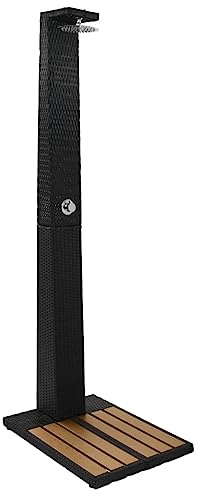 KIPPOT Gartendusche im Freien, PE-Rattan-Gartendusche WPC-Duschbad-Solardusche im Freien