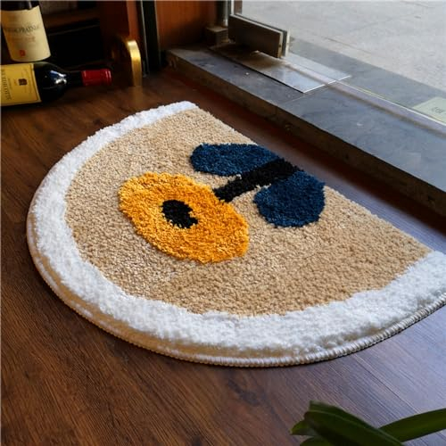 Badezimmermatte Orange Beige Blau Bath Mat Mikrofaser Badezimmerteppich rutschfest Badematte Schnelltrocknend Duschvorleger rutschfest Waschbar Badteppich Verdicken Bad Teppich Badmatte 50x80cm