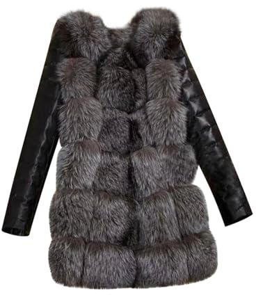 Cappotto in pelliccia sintetica da donna, in pelle, a maniche lunghe, spesso, caldo, invernale, in pelliccia sintetica, per le mezze stagioni, 4XL, grigio., s