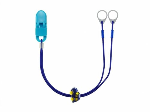 SmartEar Double Holder - Klämmor för hörapparater eller ljudprocessorer - Mångsidig användning - Justerbar design - Säkert grepp - För barn, äldre, aktiva människor - Blå med bil (9mm)