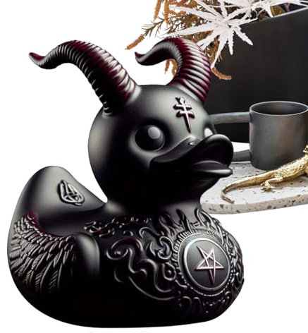 Fabixoin Pato Duckieville, Estatua del Pato Duckieville Hecha De Resina, Patos Satán Patos Punk Góticos, Estatua del Pato Hecha De Resina, Estatua del Pato Duckieville Resina Black Death Rock Duck