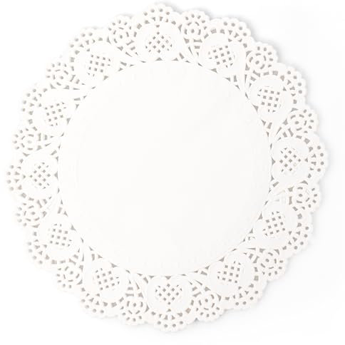 ANTETOK Lace Paper Doilies Disposable Placemats 8.5 Inch 100pcs Elegant Paper Doilies Lace for Party, Cakes, and Crafts, White