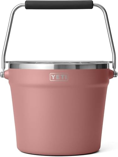 YETI Rambler 7.6L Beverage & Ice Bucket with Lid, Sandstone Pink | Double-Wall Insulated Ice Bucket with Heavy-Duty Handle for Bottles, Cans & Outdoor Entertaining