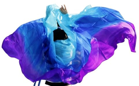 LPHFDCS Velo per Danza del Ventre in Seta Tinta Unita Velo di Seta for Danza del Ventre Sexy da Donna, Velo di Seta for Danza del Ventre, Bianco, Turchese e Blu Scialle di Chiffon(Color1,250x114cm)