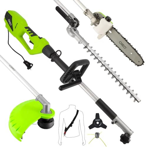 Outil Multifonction électrique 900W -Taille haie - Élagueuse - Débroussailleuse Coupe-bordure - Rallonge 50cm - 2 têtes de coupe