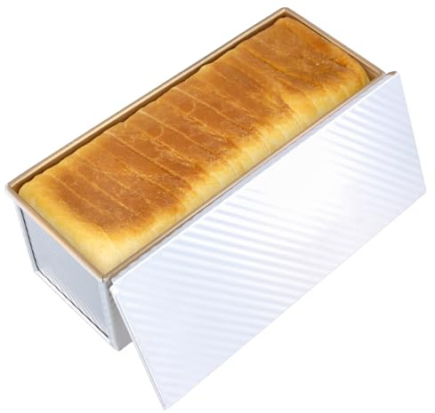 HAKZEON Large Loaf Tin with Lid, 1000g/2.2 Lbs Non Stick Rectangle Bread Loaf Tin, Aluminum Alloy Loaf Pan for Baking Toast, Sandwich, Sliced Bread, Muffin Cake, 34x13.5x12cm