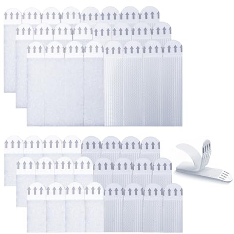 24 Paires (48 Bandes) Languette Accroche Tableau, Accroche Tableau sans Percer, S/L Bandes de Suspension Résistantes à l'Eau Amovibles Fixations pour Accrocher des Cadres, Accrocher Décos de Noël