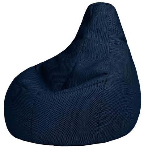 icon Performance Mesh XL Gaming Bean Bag Chair, Navy Blue, Large Adult Bean Bag with Filling Included, Comfy Chair, Bedroom Furniture, Gamer Gifts, Gaming Room, Gaming Room Accessories