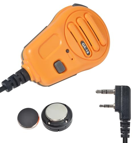 UAYESOK Radioapparat högtalare mikrofon, handhållen radiomikrofon 2-stifts Walkie Talkie axelmikrofon med magnetisk hållare för Baofeng Kenwood Quansheng radio med PTT för fordon och lager (gul)