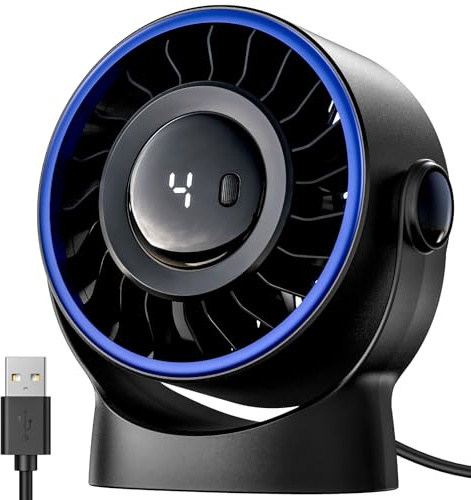 SWEETFULL USB Desk Fan, 4-Speed Powerful Portable Table Fan, 360° Rotatable