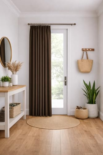 John Aird Blackout Curtains Pencil Pleat with Tie Backs (Chocolate, W 66 x L 84 (1 Panel) Thermal Energy Saving Curtains for Bedroom & Living Room