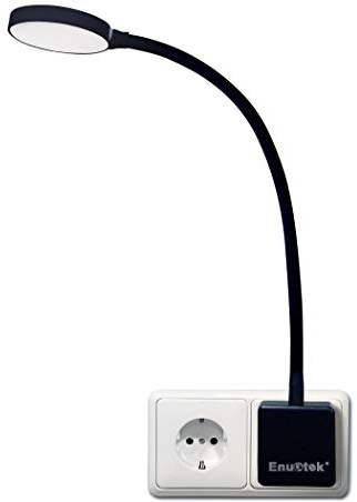 ENUOTEK Dimmbare LED Steckerlampe Steckdosenleuchte Schwarz, LED Wandleuchte Wand Leselampen Schlafzimmer Steckdose Dimmbar mit Stecker und Touch Schalter, 4W 350Lm 3000K 4000K 5000K