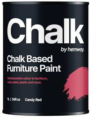Hemway - Chalk Based Furniture Paint - Candy Red 1 L | Chalky Matt Shabby Chic Finish for Interior & Exterior Home Decor | Quick Dry & All-in-one