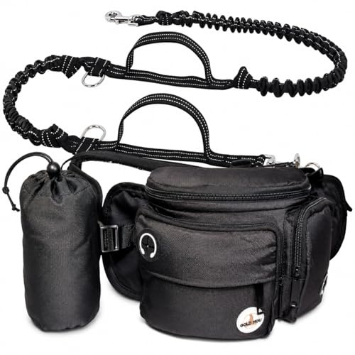 Handsfree koppel - Canicross bälte - hundkoppel med väska - perfekt för löpning, jogging och promenader - Goldinou