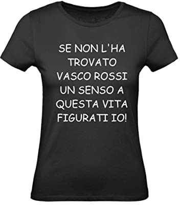 T-Shirt Donna Cotone Basic Super vestibilità Top qualità - Un Senso - Divertente Humor Made in Italy (S, Nero)