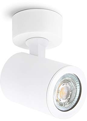 linovum TENJO Deckenspot Wandstrahler schwenkbar weiß rund mit GU10 LED 2W warmweiß - 230V Strahler Innen Decke Wand drehbar