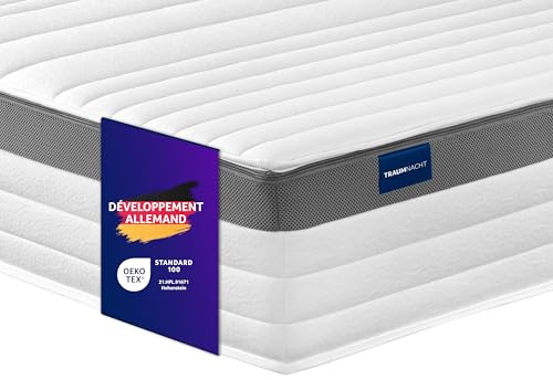 Traumnacht Colchón de 7 Zonas con 1000 muelles ensacados con Cubierta Confortable, Altura de 23 cm