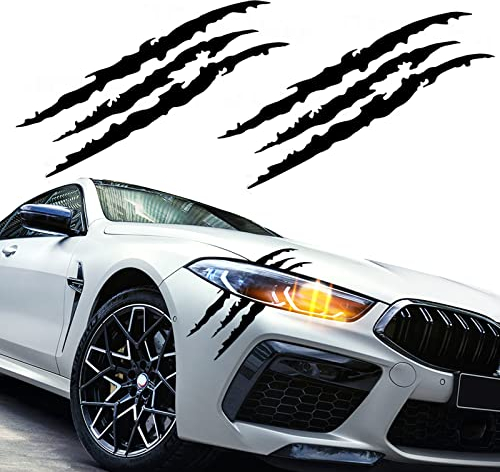 Monster Klaue Aufkleber Kralle, 2 StüCk Augenaufkleber Auto Schwarz Autoaufkleber Kratzer Scheinwerfer Aufkleber Klaue Kratzer Aufkleber FüR Auto (Schwarz)