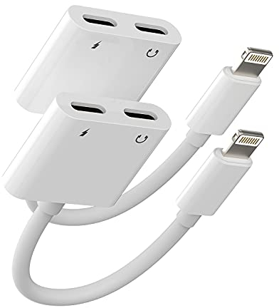 Adattatore per cuffie Lightning Jack (2 in 1), 2 pezzi, Aux a caricatore rapido, splitter Apple MFI, cavo di ricarica audio per 14, 13, 12, 11, Pro Max 8, 7 Plus, 6, 5