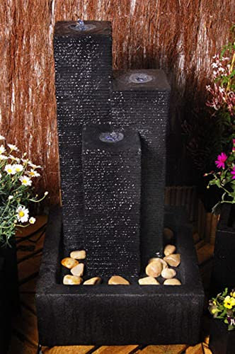 LQSSA Fontaine d'eau de Jardin intérieure/extérieure Fontaine d'eau extérieure Fontaine d'eau Fontaine de Jardin en Ardoise Gris foncé extérieur pour terrasse, Patio, Porche, décoration de Cour