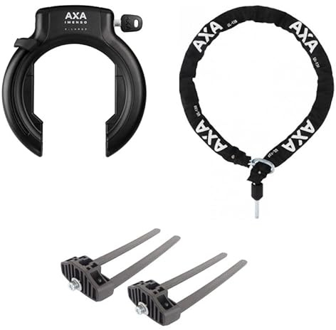 Axa Rahmenschloss Imenso X-Large Fahrradschloss Fahrrad Bike Lock (Schlüssel abziehbar, Kette 130cm/5,5mm Ø ULC)