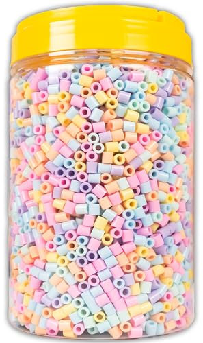 La Manuli Bügelperlen - 5000 Stück im Dose, Midi Größe 5mm, inklusive 2 Pinzetten, Steckperlen, Nachfüllset Bastelperlen Mit jeder Marke Beads kompatibel