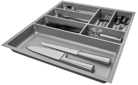 SO-BOX 2 Besteckkasten Breite 50,9 cm, Tiefe 46,2 cm mit silbergrauer Kanvas-Struktur für Schubladen bis Juli 2012 von NOBILIA mit einer Breite von 60 cm