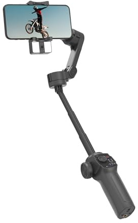 Porodo 3-Axis Gimbal Stabilizer with AI Tracking, Foldable Vlogging, Video EffectsStabilizer with a Built-in Extension Rod for iPhone, Android, YouTube & TikTok Videos
