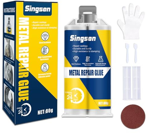Metal Repair Glue, 80g Metal Epoxy Glue Heavy Duty, High-Temp Resistant, Bonds Metals, Plastics, Stainless Steel & Aluminum Alloy for DIY Crafts & Repairs (80g)