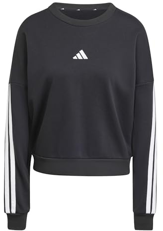 adidas Women's ESSENTIALS 3-STRIPES FRENCH TERRY SWEATSHIRT, black/white, L