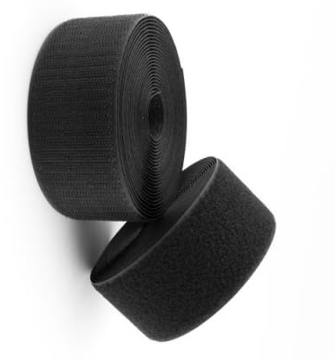 5 meter kardborrband för sömnad (svart, 40 mm bredd)