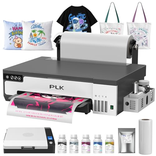 PLK DTF A3 Drucker mit XP600 Druckkopf und Rollenzuführung, doppelte Druckgeschwindigkeit, Verbesserte DTF L8058 mit weißem Tintenrührsystem, 100% Übertragung für Druck