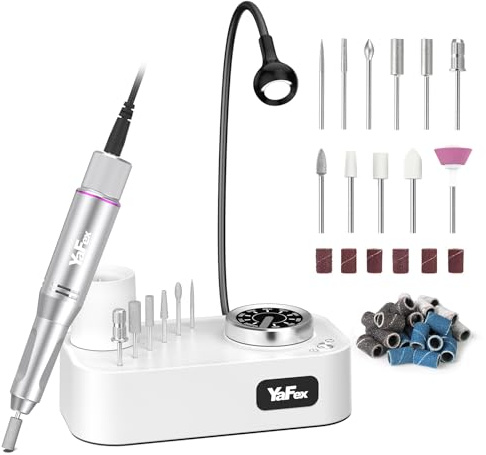 Nagelfräser für Gelnägel 35000 U/Min,YaFex 11 in 1 Elektrische Nagelfräser Professionelle mit Nagelfräser Aufsätze,Nagelfeile Maniküre Pediküre Set mit LED Lampe