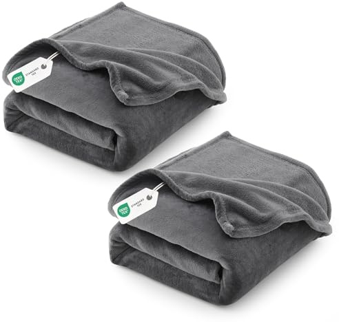 CozyLux Kuscheldecke Flauschig 2er Set Decke 150x200-2 Stücke Set Flanell Kuscheldecke 150x200, Weiche Sofa Decke, Warme Fleecedecke Wohndecke, Leicht Sofa Überwurf, XL Blanket 150x200 cm, Grau