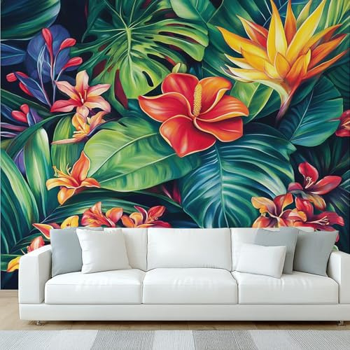Générique Papier Peint Panoramique Tropical, Papier Peint Monstera Fleur, Fresque Murale, Decoration Chambre Salon, 450 x 315 cm