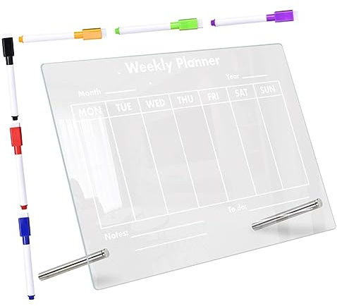 DOITOOL 1 Juego Tablero Acrílico de Escritorio Borrado Seco con Clavos y Marcadores Pizarra de Notas Transparente para Oficina Planificador Práctico para Notas y Mensajes