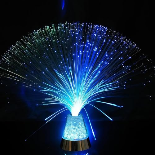 Guozyly Lampada in fibra ottica, decorazione delle fate, luci notturne, lampada a LED retrò, lampada con cristalli che cambiano colore, luce d'atmosfera per compleanno, Natale, Halloween, San