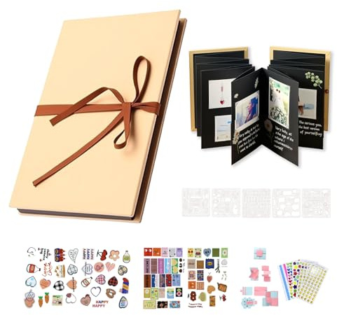 Solinorex Mini Fotoalbum - Fotoalbum zum Selbstgestalten Klein, Faltbare Foto album zum Einkleben 17,5 x 11,5cm, DIY Scrap Book für Schulabschlüsse, Geburtstage, Hochzeiten Reisen