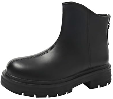 Cocila Botas Con Cremallera Lateral Para Mujer Botines Zapatos Sencillos Damas Casuales De Planos Agua Media Caña Invierno Altas Tacon Marrones Piel Senderismo Barefoot Zapatillas Trail Ancho