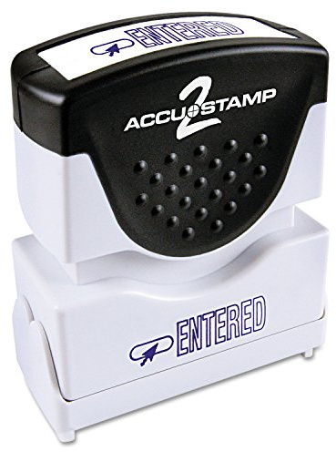 ACCU-STAMP2 Message Stamp with Shutter, 1-Color, ENTERED, 1-5/8 x 1/2 Impression, Pre-Ink, Blue Ink (035573)