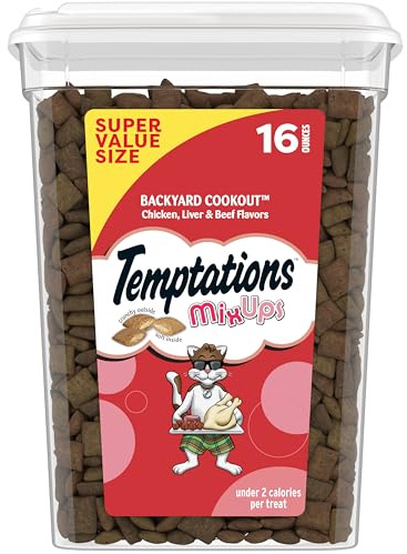 Temptations Cat Treats MixUps Backyard Cookout Flavor Crunchy, Soft Cat Treats, 16 oz. Tub