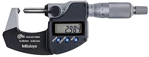 Mitutoyo 395-271-30, Digitale Bügelmessschraube mit sphärischen Messflächen, 0-25 mm, 0,001 mm, IP65, sphärischer Amboss und Spindel, Metrisch, mit Datenausgang