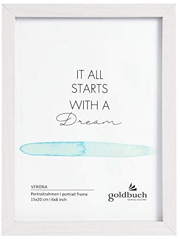 goldbuch Cornice portafoto Verona in Legno MDF per 1 Foto/Foto 15 x 20 cm, Cornice da appoggio, Cornice con Supporto a Parete da Appendere, Cornice ca. 16,5 x 21,5 x 1,5 cm, Colore: Bianco