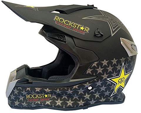 Woljay Casco da Motocross Occhiali Moto Cross Integrali MTB AVT MX per Downhill Offroad Adulti Star (M, Nero)