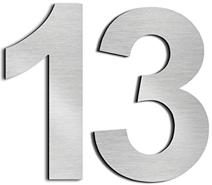 nanlyiau 2pc 3in/7.5cm numeros adhesivos números de casa numeros numeros casa exterior numeros adhesivos de acero inoxidable 304(3in number 13)