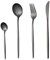 Schwarz Matt Besteck Set Für 6 Personen,SANLI Edelstahl Dünn Griff 24 Pcs Messer Gabel Löffel Flatware Set,Spülmaschinenfest.