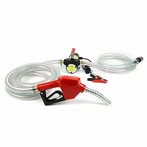 Pompe diesel Pompe à mazout auto-amorçante 50L/min Pompe de transfert de carburant diesel Pompe à huile avec pistolet et 2 tuyaux en PVC Pompe d'aspiration d'huile 175W DC 12V